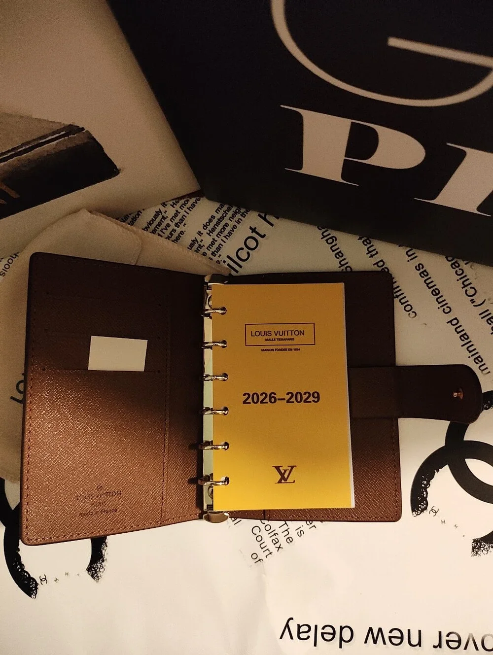 Brown Logo Monogram Snap Card Holder And Planner